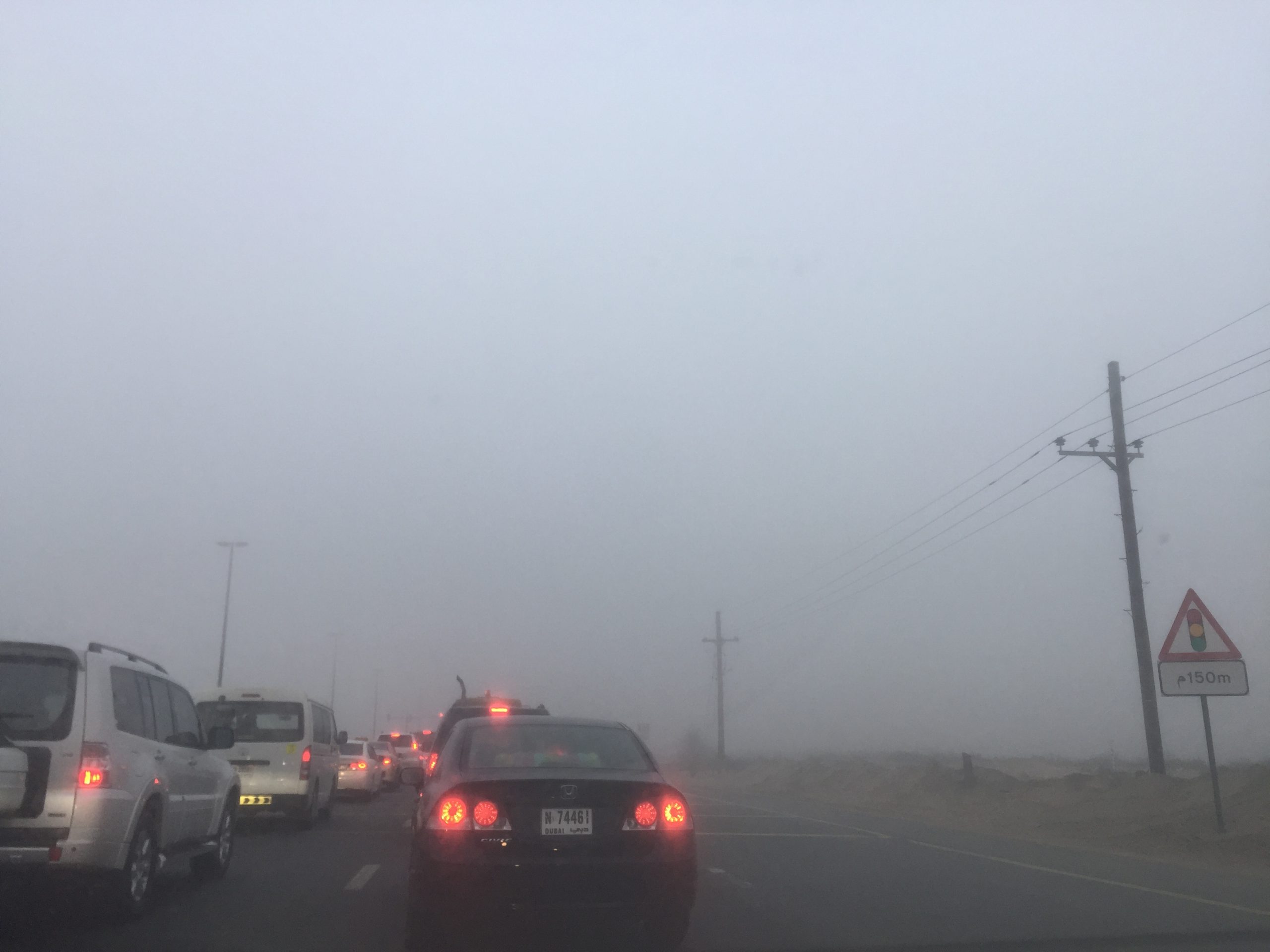Thick fog blankets parts of UAE