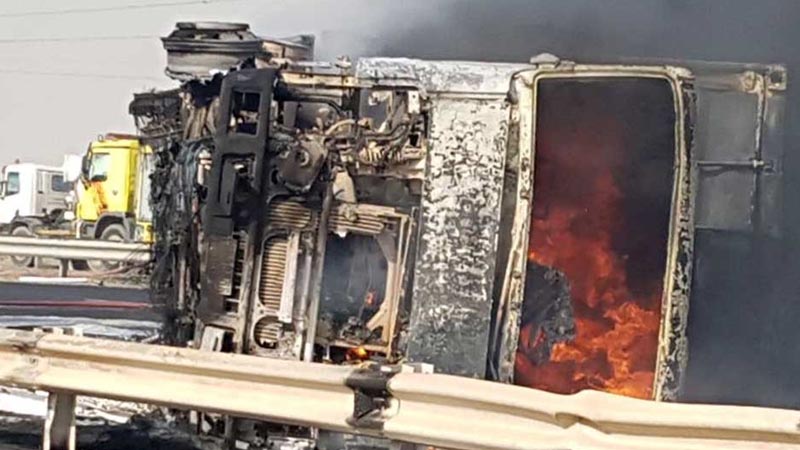 Driver burnt alive as truck catches fire on Emirates Road