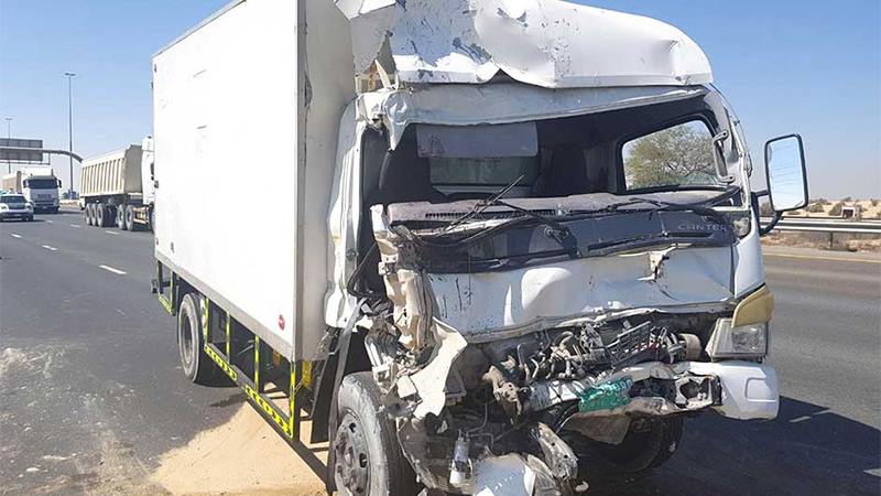 1 hurt after truck crash on Dubai highway