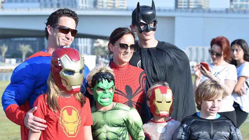 Look: Superheroes descend on Skydive Dubai