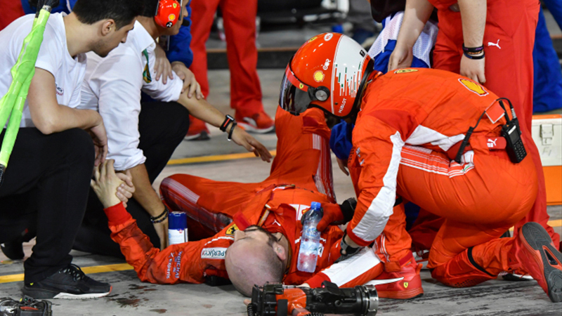 Ferrari mechanic breaks leg in Raikkonen accident in Bahrain
