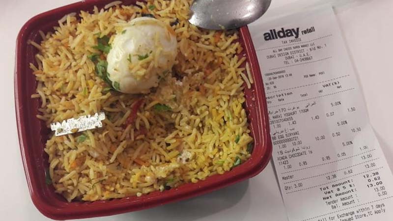 Razor blade in Dubai supermarket biryani shocks man