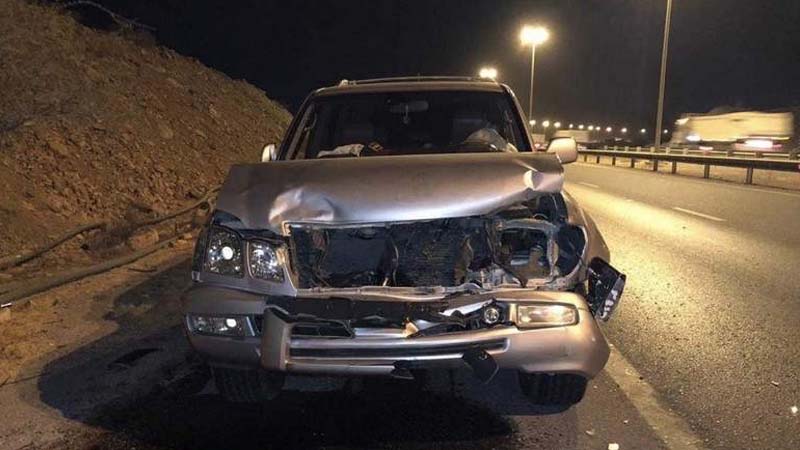 Narrow escape for 4 Emiratis after car rams into stray donkey in RAK