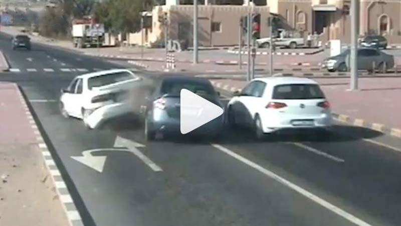 Video: Car jumps Abu Dhabi red light, crashes into vehicle