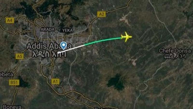 The flight path of Ethiopian Airlines flight ET 302 on March 10, 2019.