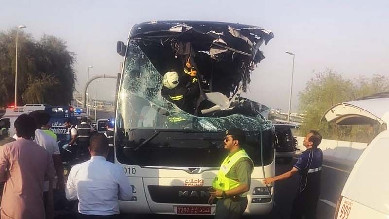 At the scene of the crash on Sheikh Mohammed Bin Zayed Road on June 6, 2019.