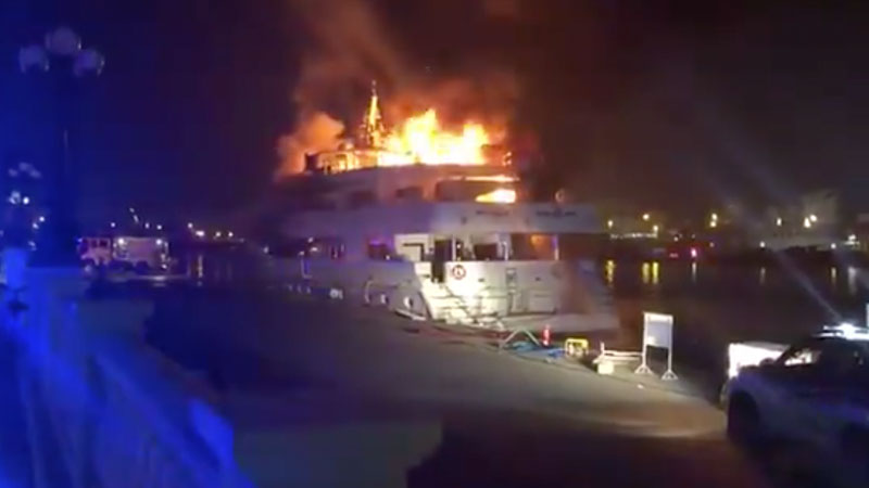 Yacht catches fire in Sharjah