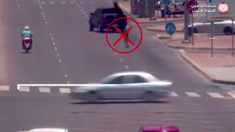 Warning to jaywalkers in UAE