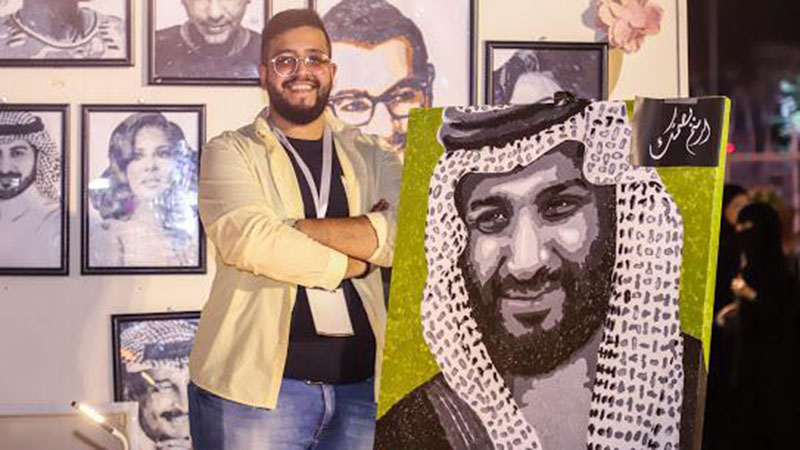 Saudi Prince’s portrait using 9,000 fingerprints draws crowds