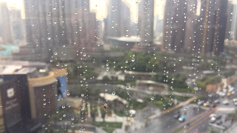 Rain in Downtown Dubai