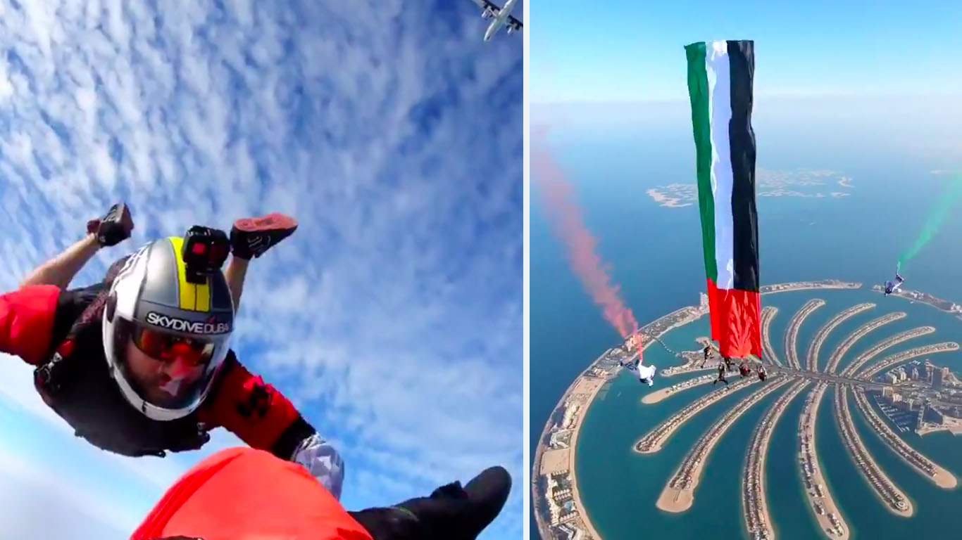 Watch: Sheikh Hamdan skydives to set new record for UAE National Day