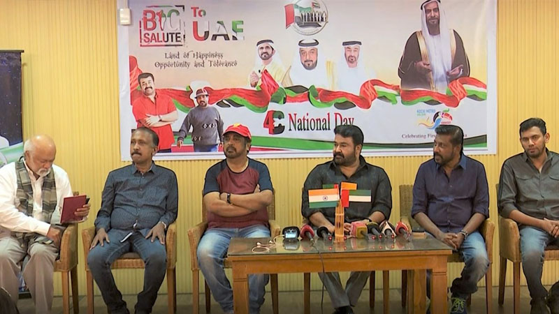 Watch: Mohanlal, Ravindhar prepare for UAE Golden Jubilee