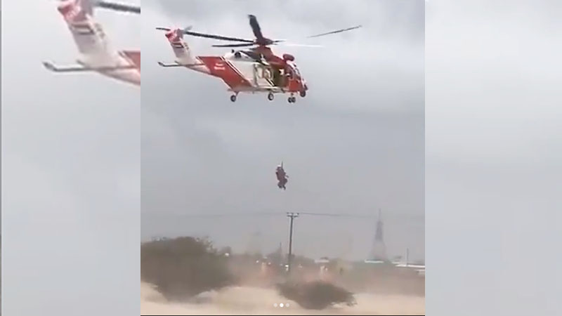 Watch: 2 trapped in UAE wadi flood rescued
