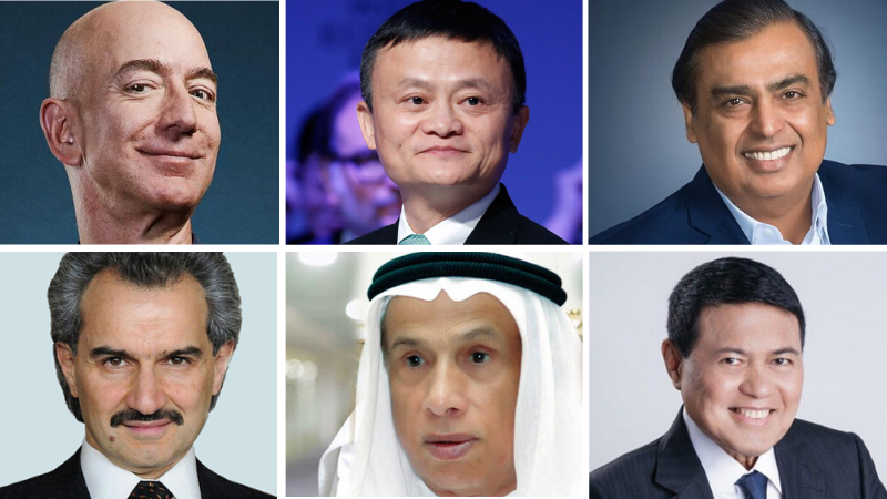Richest billionaires from six countries