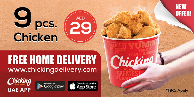 9-piece chicken bucket for Dh29 at Chicking starting April 2