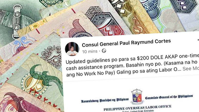 No Work No Pay Filipinos in UAE to receive $200 cash assistance