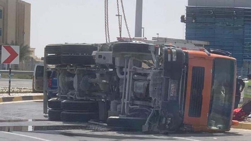 Emirati woman, boy killed after overturned cement mixer truck crushes their car