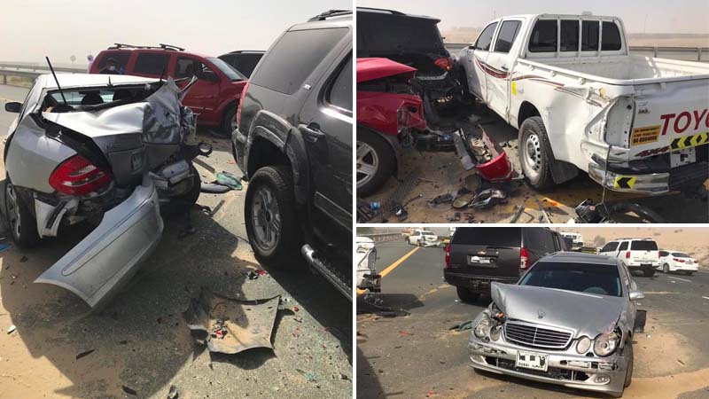Dubai Police warn motorists after 13-car pile up injures 3