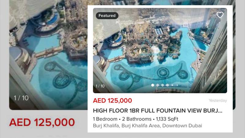Now rent Burj Khalifa apartment for Dh125,000 per year or Dubai studio for Dh18,000