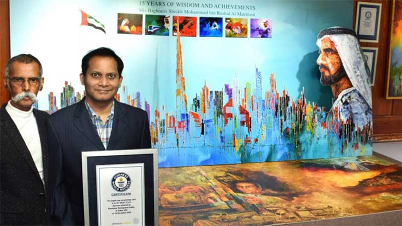 UAE expat breaks record in Dubai with world’s largest pop-up greeting card