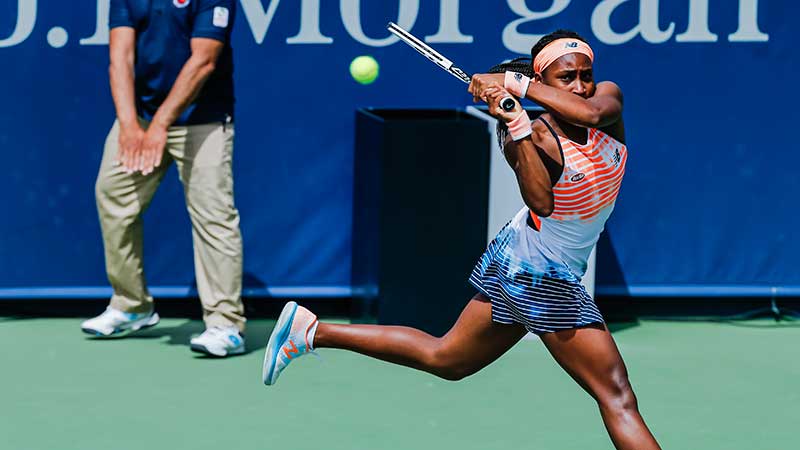 Coco Gauff at the Dubai Duty Free Tennis Championships on March 9, 2021.