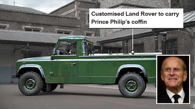 Land Rover designed by Prince Philip to carry his coffin