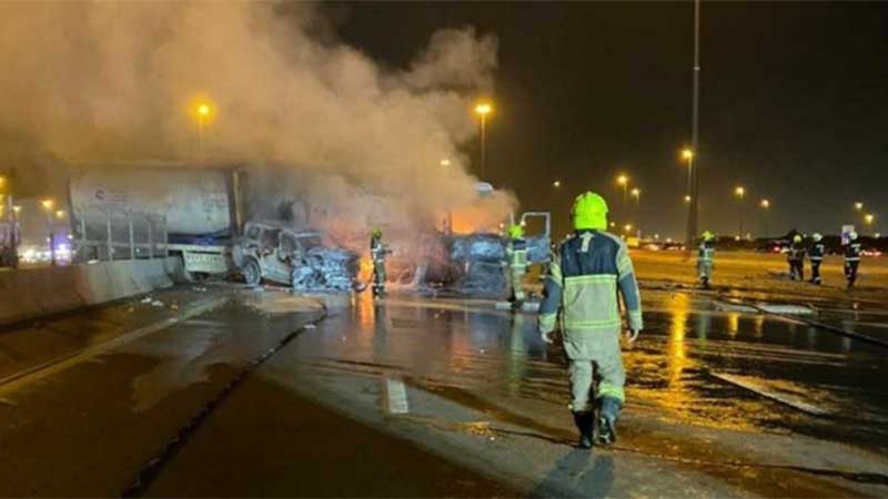 Three injured as Dubai tanker crash ends in fire