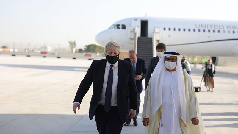 Boris Johnson arrives in UAE