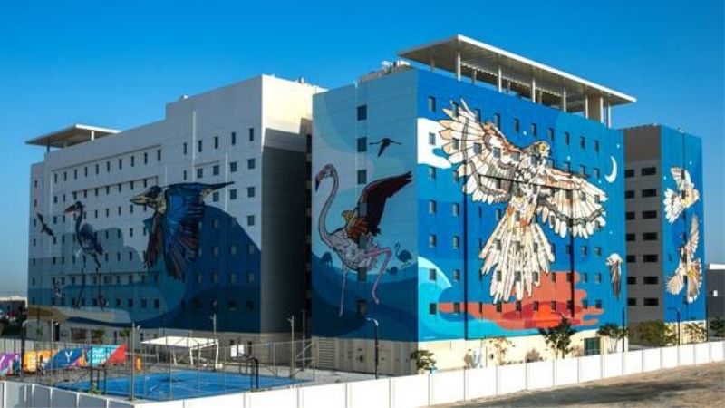 7 buildings on Yas Island covered in images of birds in the UAE