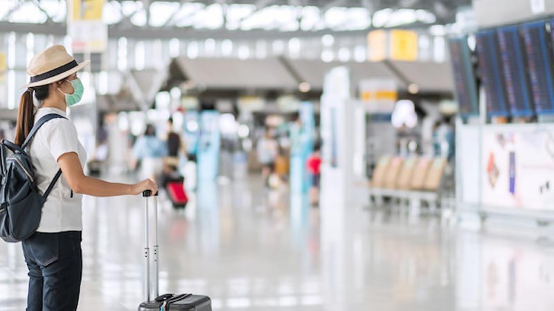 A tourist at the airport