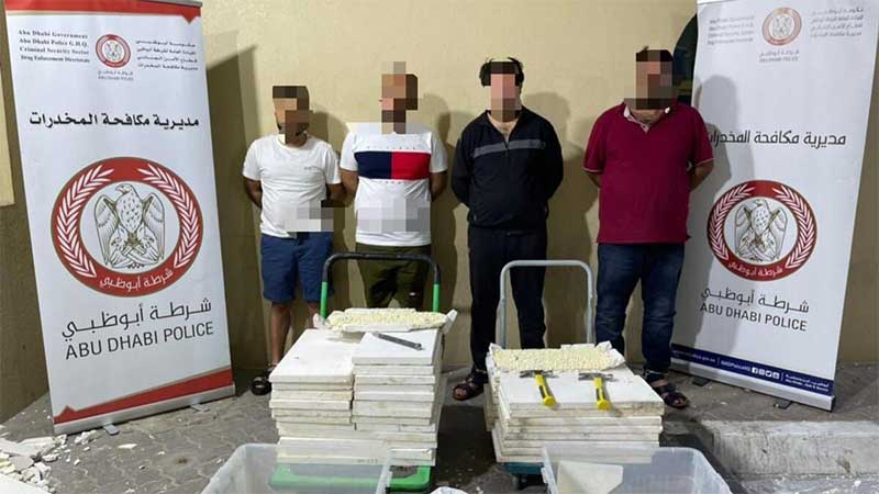 4 Arabs arrested in Abu Dhabi over 600,000 drug capsules hidden in slabs
