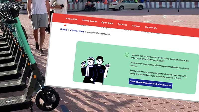 Dubai e-scooter driving permit: driver’s license holders exempted