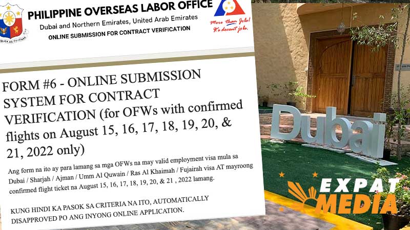 POLO Dubai opens new online contract verification form for OFWs with flights in August