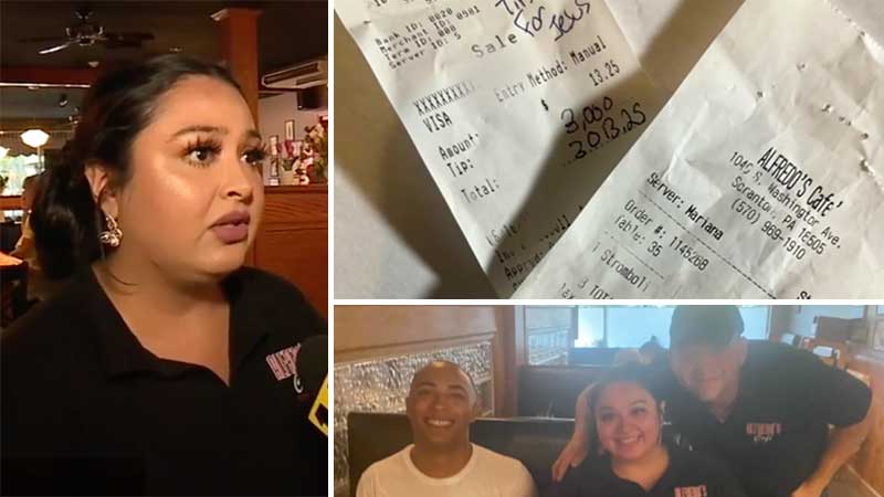 US: Restaurant sues customer who tipped $3,000 to a waitress for a $13 meal
