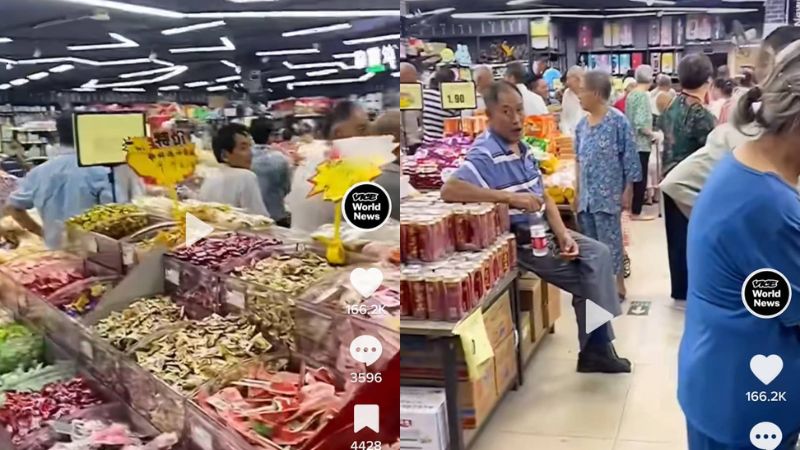 China: Elder people flock to a Chinese supermarket to escape heatwave