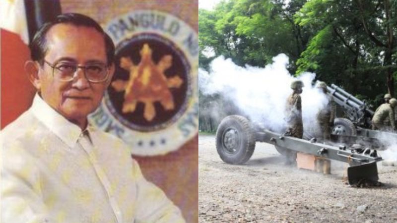 Philippine Army honors former president Ramos with gun salutes
