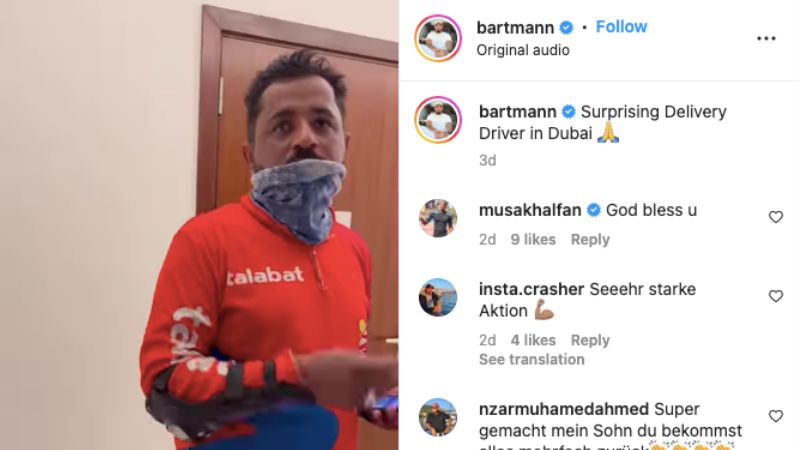 Talabat Delivery Man in Dubai Gets a Month’s Rent as a Tip