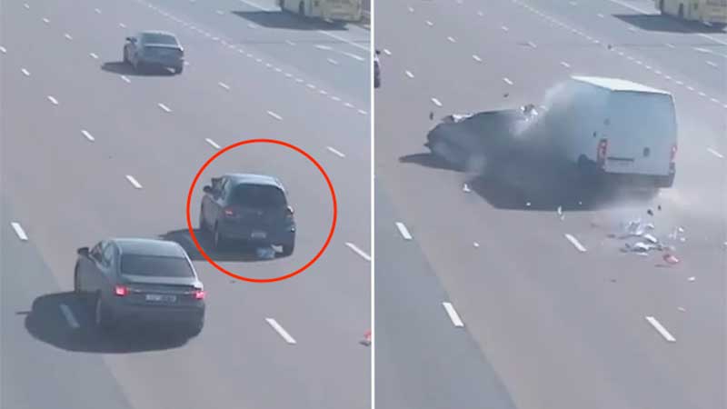 Video: Car stopping in middle of Abu Dhabi highway causes multi-vehicle crash