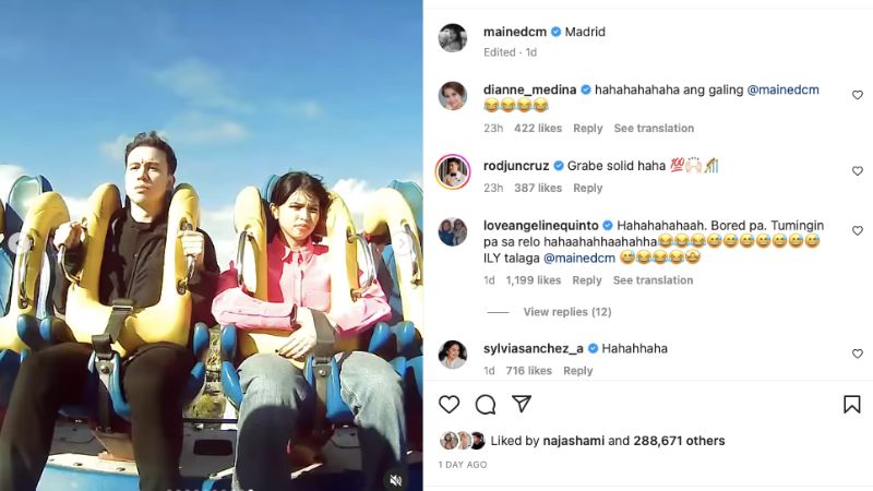 Maine Mendoza, Arjo Atayde entertains fans with funny rollercoaster ride video in Spain