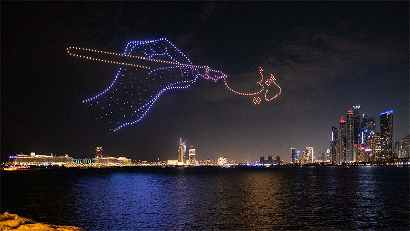 500 drones write Dubai in the sky: Watch for free every night until January