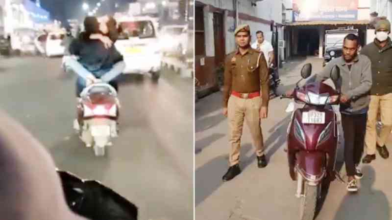 India: Young man arrested for publicly displaying affection while riding a motorcycle