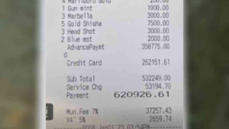Dubai restaurateur shares photo of a whopping Dh620,926.61 NYE dinner bill