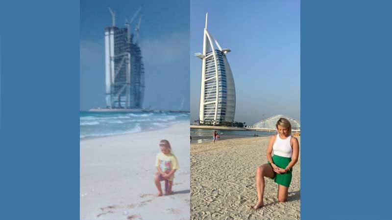 British expat recreates iconic Burj Al Arab photo after 30 years in Dubai