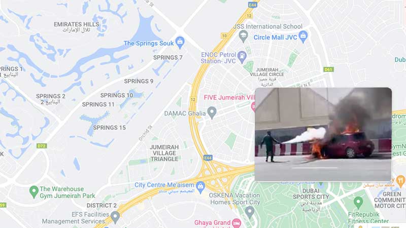 Car catches fire on Al Khail Road