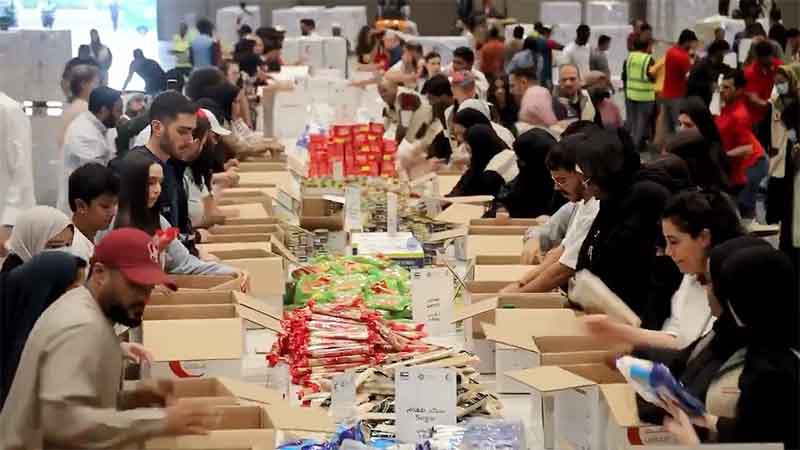 Hundreds of UAE volunteers help pack aid for Syria-Turkey quake victims