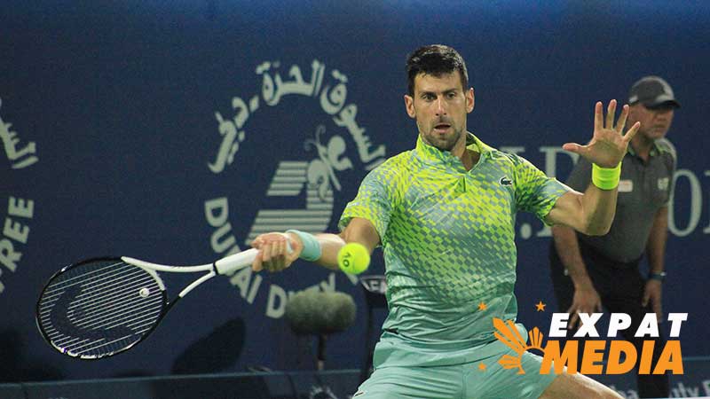 Novak Djokovic at the Dubai Duty Free Tennis Championships on March 1, 2023.
