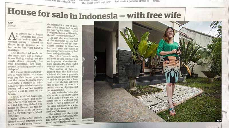 Wina Lia, a widowed mother of two and beauty salon owner, and owner of the property in Indonesia’s island of Java.