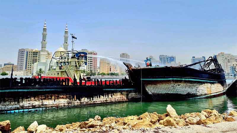Sharjah Creek boat fire injures man, damages 5 boats