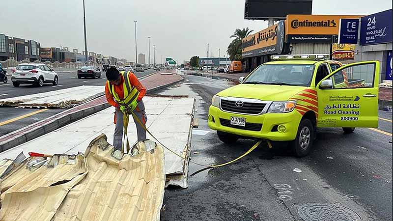 Dubai Rainstorm Sparks 100 Emergencies, Uproots Trees, Rips Metal Roofing