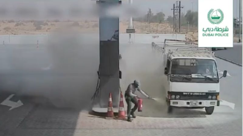 Dubai Petrol Station Workers Avert Disaster After Truck Catches Fire